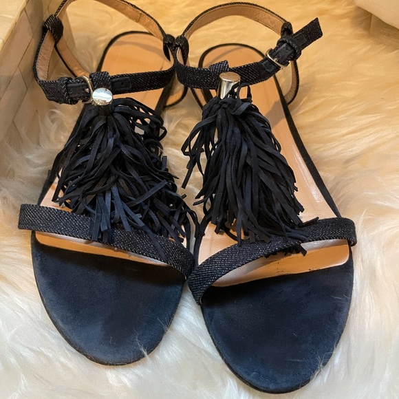 Club Monaco Denim/Suede Tassel Sandals - Picture 2 of 5